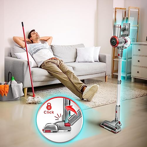 Duronic Cordless Vacuum Cleaner VC24 Rechargeable Upright Handheld Stick Cleaners, Bagless Powerful Hand Held Hoover for Floor, Pet hair, Carpet, Cars, Stairs, Lightweight