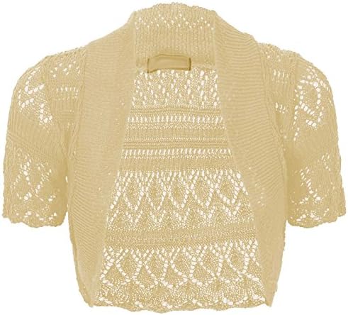 Women Ladies Knitted Short Sleeve Crochet Shrug Bolero Cardigan SZ 8-26
