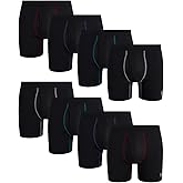 Reebok Mens Boxer Briefs - 8 Pack Performance Stretch Mens Underwear Boxers with Functional Fly, 6" Inseam Boxers for Men, Size Small, Black