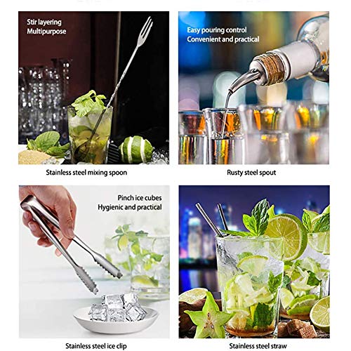 NanXi Barkeeper-Kit, 19-teiliges Basis-Barkeeper-Kit zum Mischen von Getränken - Cocktail-Shaker, mit drehbarem… – Bild 5