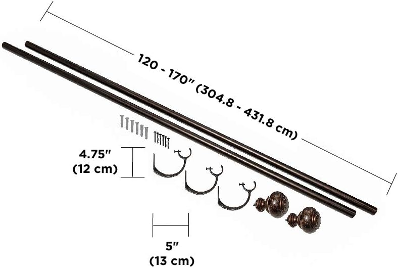 Umbra 244869-834-REM Curtain Rod For Window, 120 to 170-Inches, Polished Bronze: Home & Kitchen