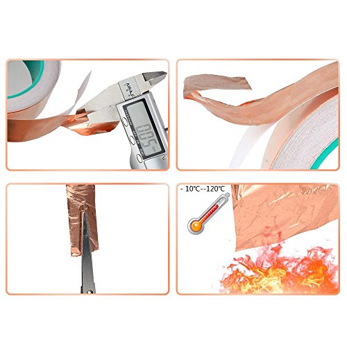 Copper Tape,AIYUNNI (20mm x 20m) Copper Foil Tape with Conductive Adhesive for Slug & Snail Repellent,Guitar & EMI Shielding,Stained Glass,Paper Circuit,Electrical Repair,Grounding