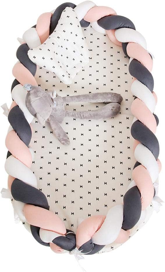 Baby Crib Nest Bed Newborn Lounger Sleeper,Removable Knotted Braided Crib Bumper,Cotton Woven Folding Portable Removable And Washable Manual Three-dimensional Fence Baby Bionic Bed