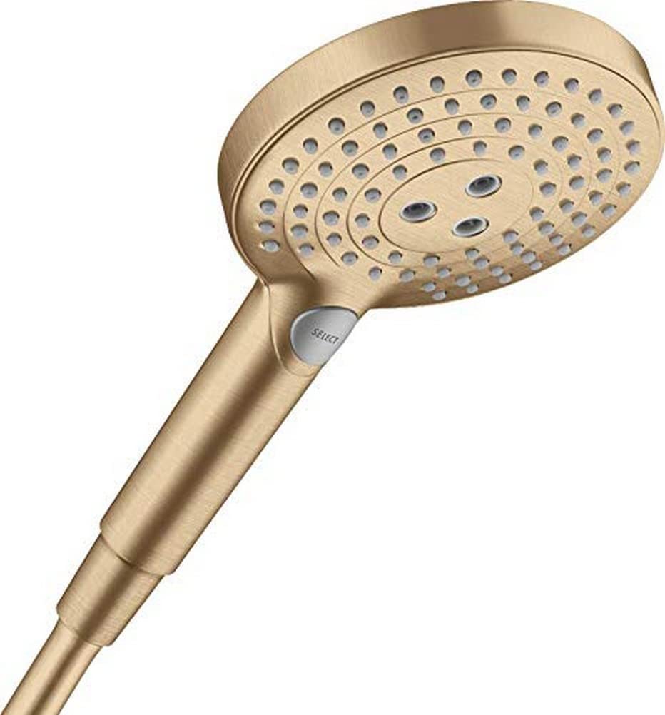 hansgrohe Raindance Select S - shower head, hand shower round (125 mm) with 3 sprays, with anti-limescale function, brushed bronze, 26530140 โ image 1