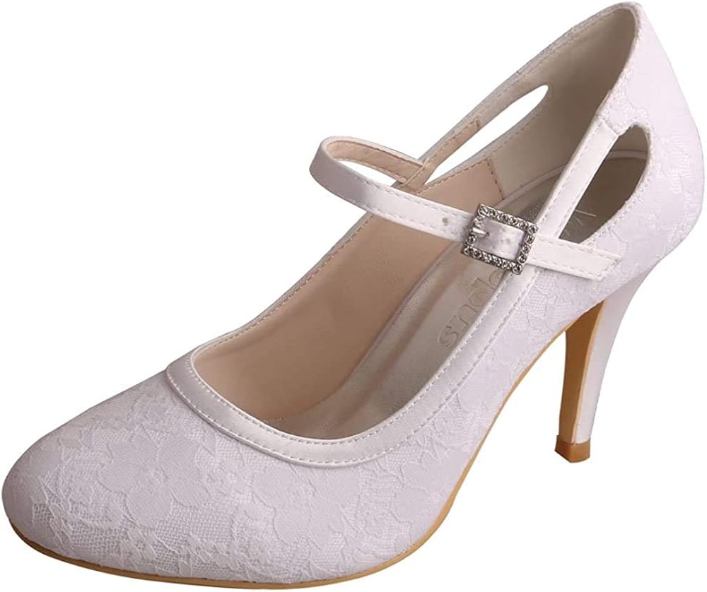 white lace mary jane heels