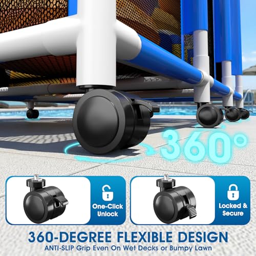 ZoneJoy Pool Float Storage with Canopy,Pool Storage Bin XXX-Large,Outdoor Pool Toy Storage Organizer for Pool, Floats & Balls, Outdoor Pool Toy Storage with Rolling Cart for Swimming Equipments