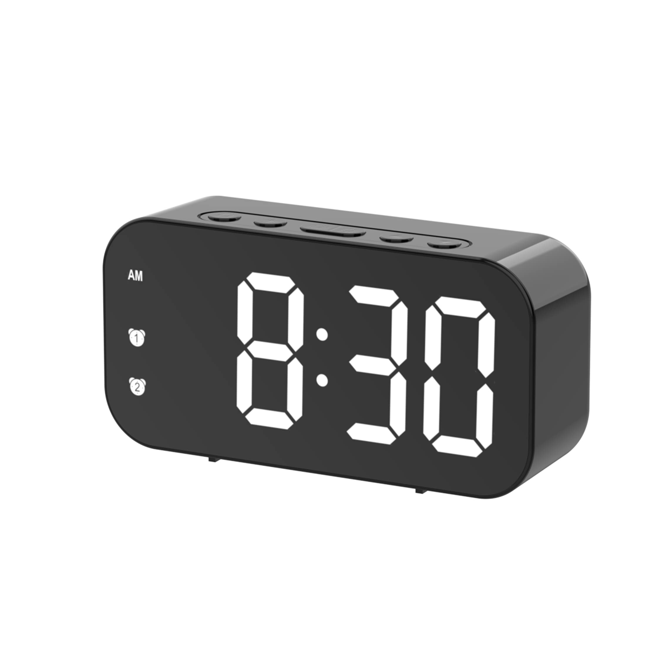 Digital Alarm Clock, Alarm Clocks Bedside, Electronic Desktop Clock with Voice Control, Temperature, Snooze, Calendar, Easy to Set Travel Alarm Clock, Gift for Kids Adults and Heavy Sleepers (Black)