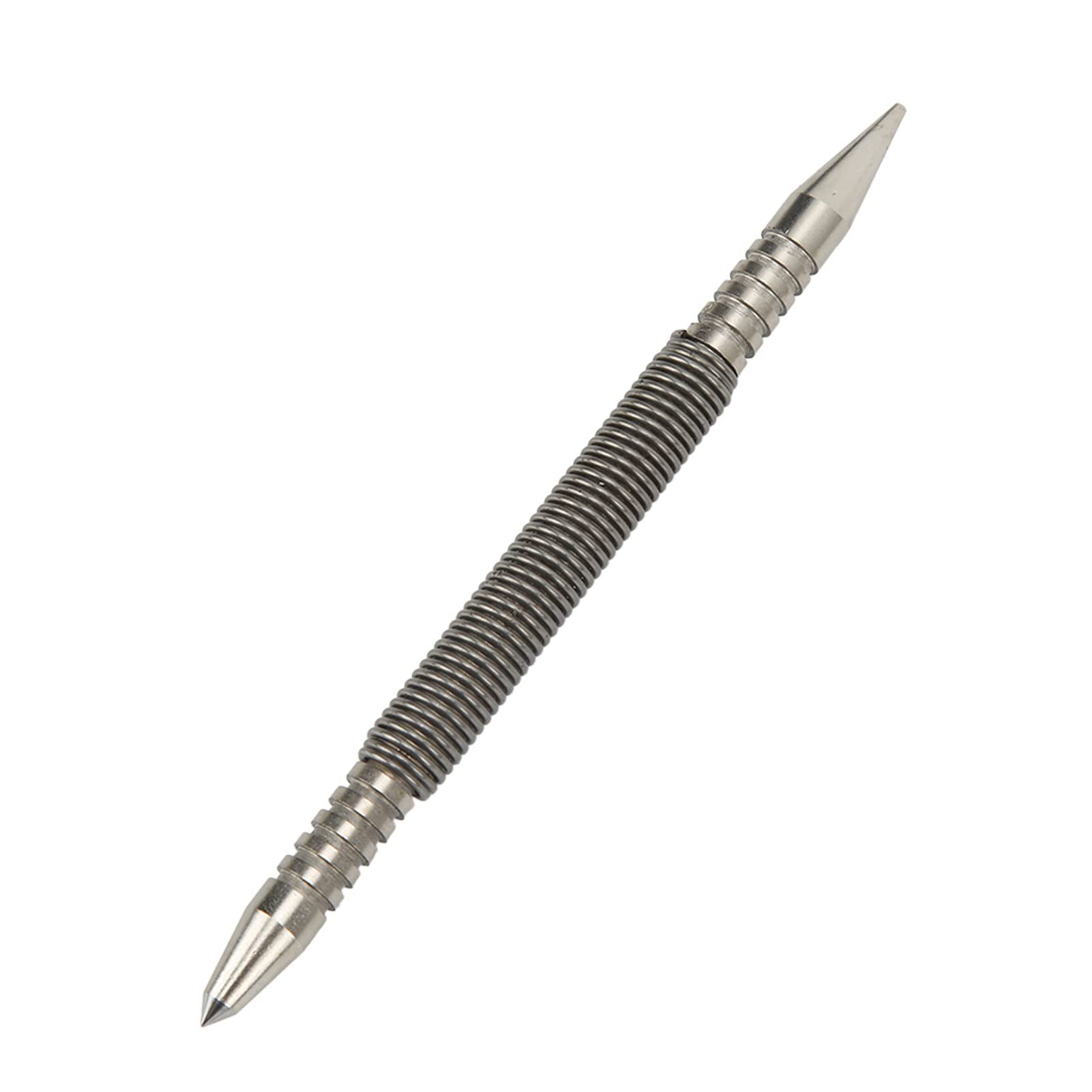 Spring Loaded Dual-Head Center Punch - Carbon Steel 3/16in and 1/16in Head Size - Wood, Metal, Glass