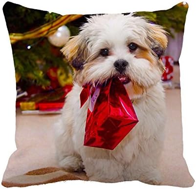Decrotive Pillow Cases Cute Dog Christmas Cushion Cover 18" x 18"