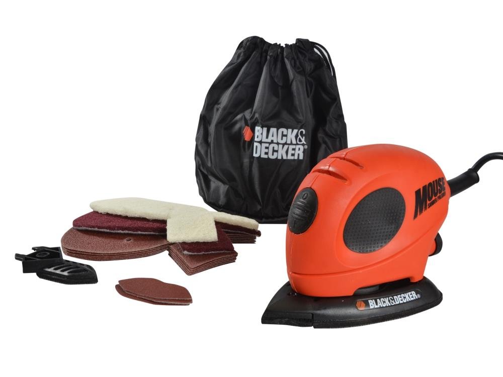 Black & Decker KA161BC Mouse Detail Sander with Accessories, 240 V, Black/Orange, Set of 16 Piece