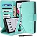 LG G4 Case, Style4U Premium PU Leather Stand Wallet Case with ID Credit Card/Cash Slots for LG G4 + 1 Stylus [Mint Green]