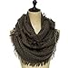 Lucky Leaf Women Warm Knit Winter Infinity Scarf Pack of 2 (Tassels Burgundy+Khaki)