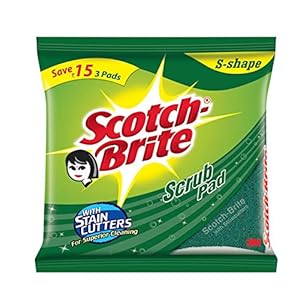 Scotch-Brite Scrub pad Silver sparks large for regular kitchen dishwashing (6 units, Large)