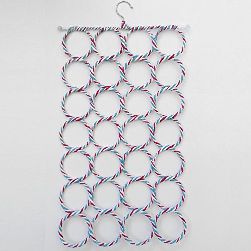 28 ring scarf holder tie hanger belt closet clothes organizer hoo…