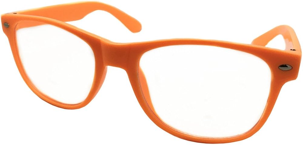 FancyG Classic Retro Fashion Style Clear Lenses Glasses Frame Eyewear - Orange: Clothing
