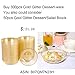 BUCLA 300PCS Gold Glitter Plastic Dessert Set-Include 100pcs Plastic Plates 6.5inch,100pcs Plastic Dessert Forks 5inch and 100 Disposable 9oz Gold Glitter Plastic Cups Perfect for Weddings& Parties