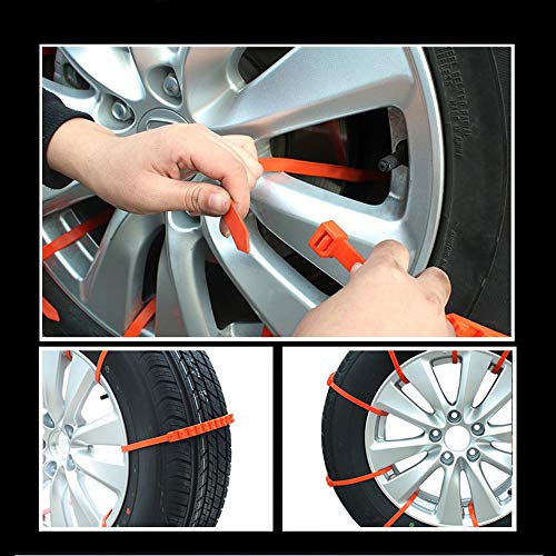 Homeon Wheels 10 Pcs Tire Chains Universal Winter Snow Mud Chains Emergency Traction Aid Anti-Slip Chain for SUV Light Truck Car (Red) - Thumbnail 2