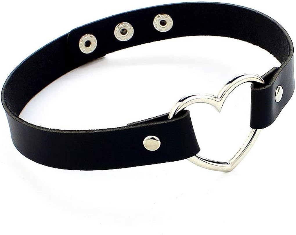 Blue White Pink Jurxy 3PCS Heart Choker Necklace PU Leather Goth Choker  Collar with Heart Punk Fluorescence Collar Adjustable Size Jewelry Collars