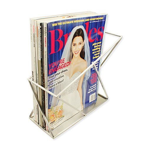 ArtsOnDesk Modern Art Magazine Holder st214 Stainless Steel Satin Finish Patent Applying for-File Holder Newspaper Book Brochure Rack Organizer Box Basket Christmas Thanksgiving Gift