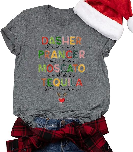 Ovazly Christmas Reindeer T Shirt for Women Funny