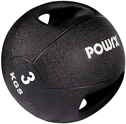 POWRX - Balón Medicinal con Asas 3 kg + PDF Workout (Negro ...