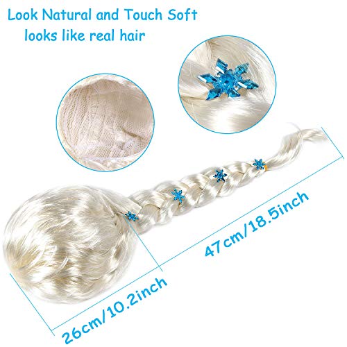 Tacobear Elsa Wig Frozen Elsa Braid With Princess Tiara Princess Elsa Dress Up Costume Accessories For Kids Girls White