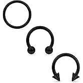 Lcolyoli 16g Septum Rings Surgical Steel Septum Jewelry Lip Rings Hoop Labret Snake Bite Piercing Jewelry Horseshoe Earrings Daith Piercings for Women Men