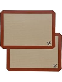 Silicone Baking Mat - Set of 2 Half Sheet (Thick & Large 11 5/8" x 16 1/2") - Non Stick Silicon Liner for Bake Pans & Rolling - Macaron/Pastry/Cookie/Bun/Bread Making - Professional Grade Nonstick