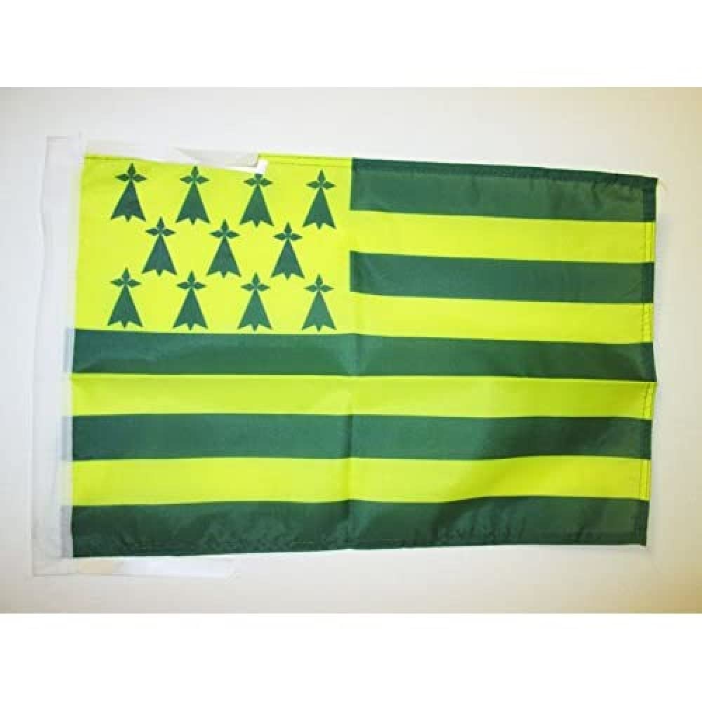 AZ FLAG - Brittany Melen Ha Gwer Flag - 18'' x 12'' - 100% Polyester French region of Bretagne Small Banner with Two Cords - Fade Resistant - Vivid Colors - 18x12 in - 45x30 Cm — image 1