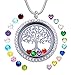 JOLIN Family Tree of Life Floating Necklace Locket Crystal Pendant All Birthstone Charms Include, Best Gift for Boy, Mom, Aunt, Friend, Grandma, Wife, Girlfriend
