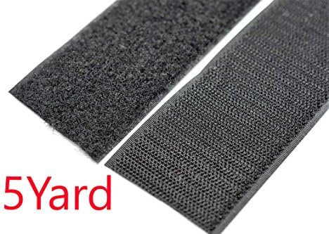 Pertid Strap 1" Black Nylon Onewrap Strap Hook and Loop 5 yards Sticky Back Tape Fabric Fastener 15 feet