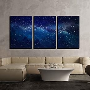 3 Piece Canvas Wall Art - Deep Space. High Definition Star Field Background - Modern Home Art Stretched and Framed Ready to Hang - 16"x24"x3 Panels