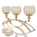 Manvi Gold Crystal Candle Holders, 3-Candle Candelabra for Mothers Day Wedding Gifts Weddings Parties Dinning Table Centerpieces, Hollow-Carved Candlestick Christmas Festival Birthday Gifts