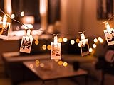 Photo Clip String Lights 20-LED USB-Powered with 8-mode Remote by TMB Lights | Holiday Fairy Christmas String Lights, Weddings/Anniversary, 10ft Warm White - For Bedroom Hanging Photos, Cards, Artwork