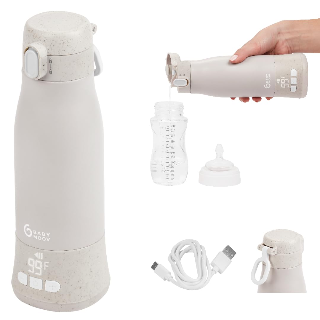 Photo 1 of Babymoov Moov & Feed Portable Cordless Bottle Warmer – Instant Heat for Water, Formula, or Breast Milk, 11.5oz Capacity, Adjustable Temp, Fast USB Charging, Keeps Warm Up to 7 Hours