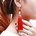 NLCAC Long Tassel Drop Earrings Red Dangle with Ball Hook Fringe Earring for Women's Fashion Jewelry