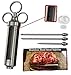 Meat Injector - 304 Stainless Steel 2.3-oz BBQ Injection Kit Marinade Seasoning Window for Cooking Grill Smoker Barbecue - Syringe Injects Cajun Flavor in Chicken Turkey Beef - 3 Professional Needles primary