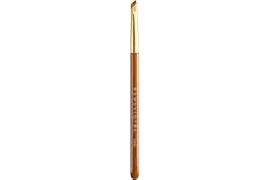 ROWNYEON Desert Oak Series Precision Angled Eyeliner Brush - Ultra-Fine Nylon Bristles for Razor-Sharp Gel/Liquid/Powder Lines, Detail Work & Tightlining, Bubinga Handle & Brass Ferrule (CM 181)