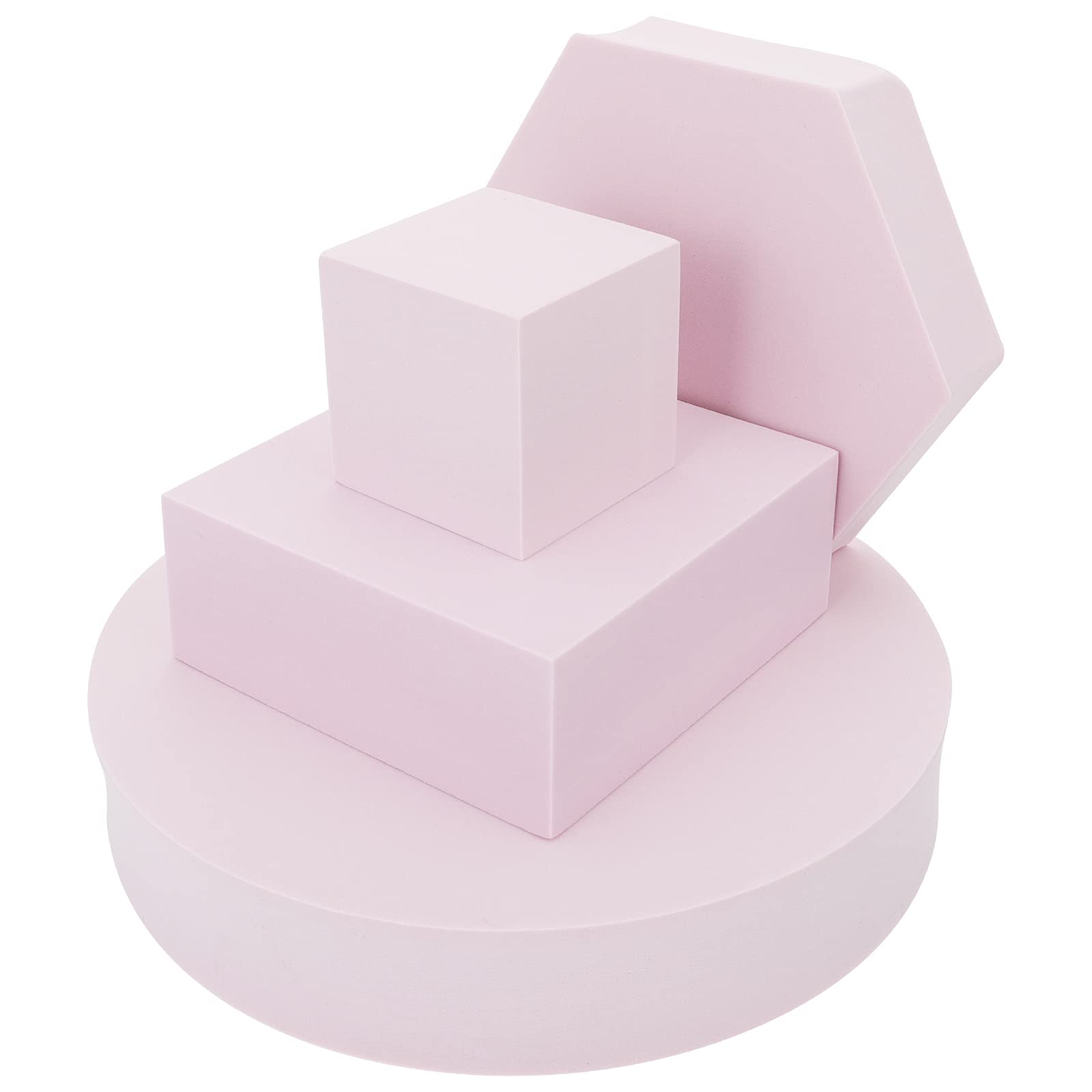 PRETYZOOM 4pcs Geometric Photo Props Photography Props Cube Foam Geometry Makeup Tools for DIY Lipstick Jewelry Photo Props (Pink)