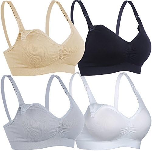 BAOMOSI Womens Nursing Bra Breastfeeding Seamless Clip Down Push Up Padded Maternity Bras 4-Pack