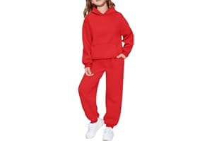 Hoodie Sweatsuit Set for Boys Girls 2 Piece Hooded Sweatshirt Jogger Sweatpants Tracksuit Kids Athletic Solid Outfits