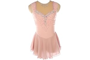 FCYADDQ Winter Sports Figure Skating Dress Competition Dresses Girls Sleeveless Rhinestones Sparkly Gymnastics Leotard