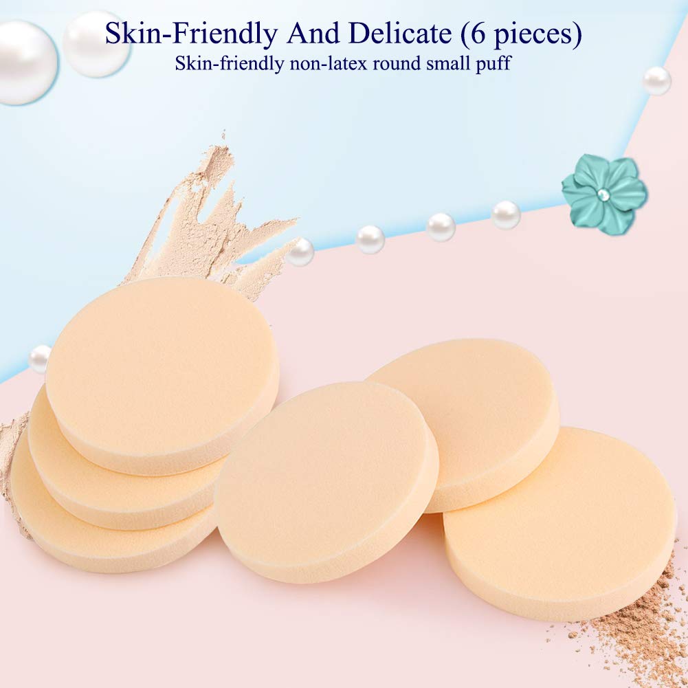 BEAKEY 12 Pcs Round Makeup Sponges with Air Cushion Powder Puff, Latex-free Blending Sponge and Makeup Puff for Liquid Foundation, Cream, Powder, Concealer (6 Sponges+6 Puffs) : Beauty