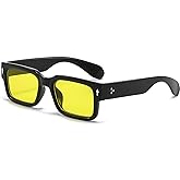 EYLRIM Square Frame Sunglasses for Women Men Trendy Chunky Rectangle Sun Glasses Black Shades UV400 Protection