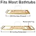 Bamboo Bathtub Caddy with Arms That Extend from 29.5 Up to 43 Inches, Bathtub Tray, Large Wine Glass Holder, iPhone Slot, Collapsible Book and iPad Holder, and Removable Accessories Tray