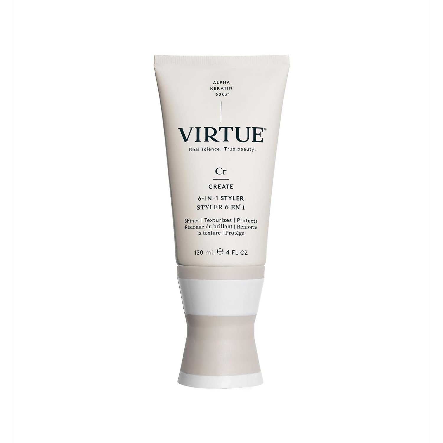 Virtue 6-in-1 Hair Styler Cream | Adds Shine, Smooths & Protects | Heat Protectant | For All Hair Types | Colour Safe | 120 ml