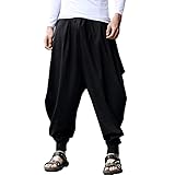 BITLIVE Mens Boho Hippie Baggy Cotton Harem Pants