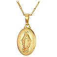 U7 Virgin Mary Necklace 18K Gold Plated Women/Men Christian Jewelry Our Lady of Guadalupe Medal Pendant Mother Mary Necklace