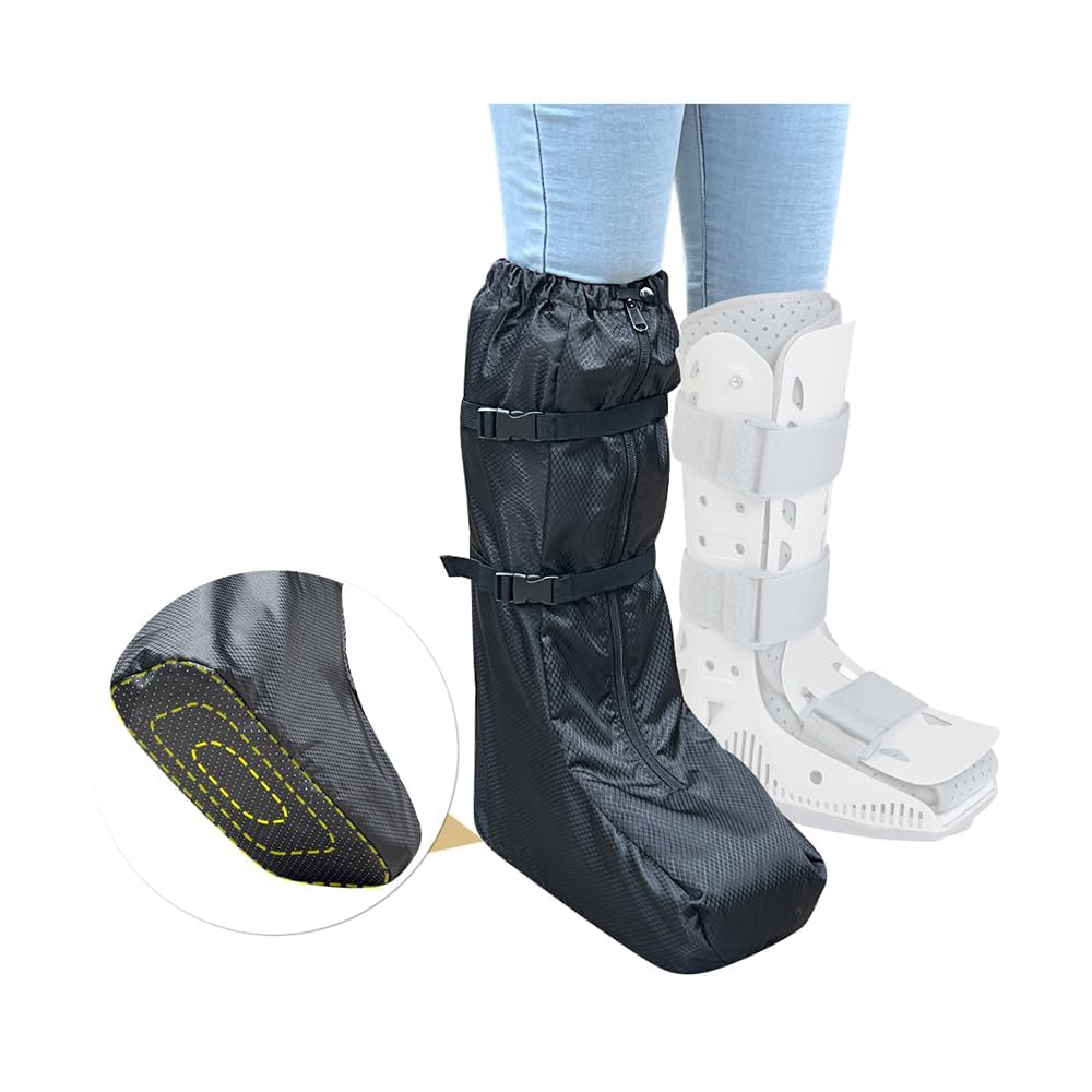 Walking Boot Cover Tall Medical Cast Fracture Foot Cast Case Orthopedic Brace Air Walker Covers for Women Men Outdoor Rain Winter Snow Boot Protector Foot Support with Sole