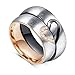 LAVUMO Matching Promise Rings for Couples Love You Forever Wedding Bands Sets for Him and Her Half Heart Rings Stainless Steel 6mm with Box Comfort Fit